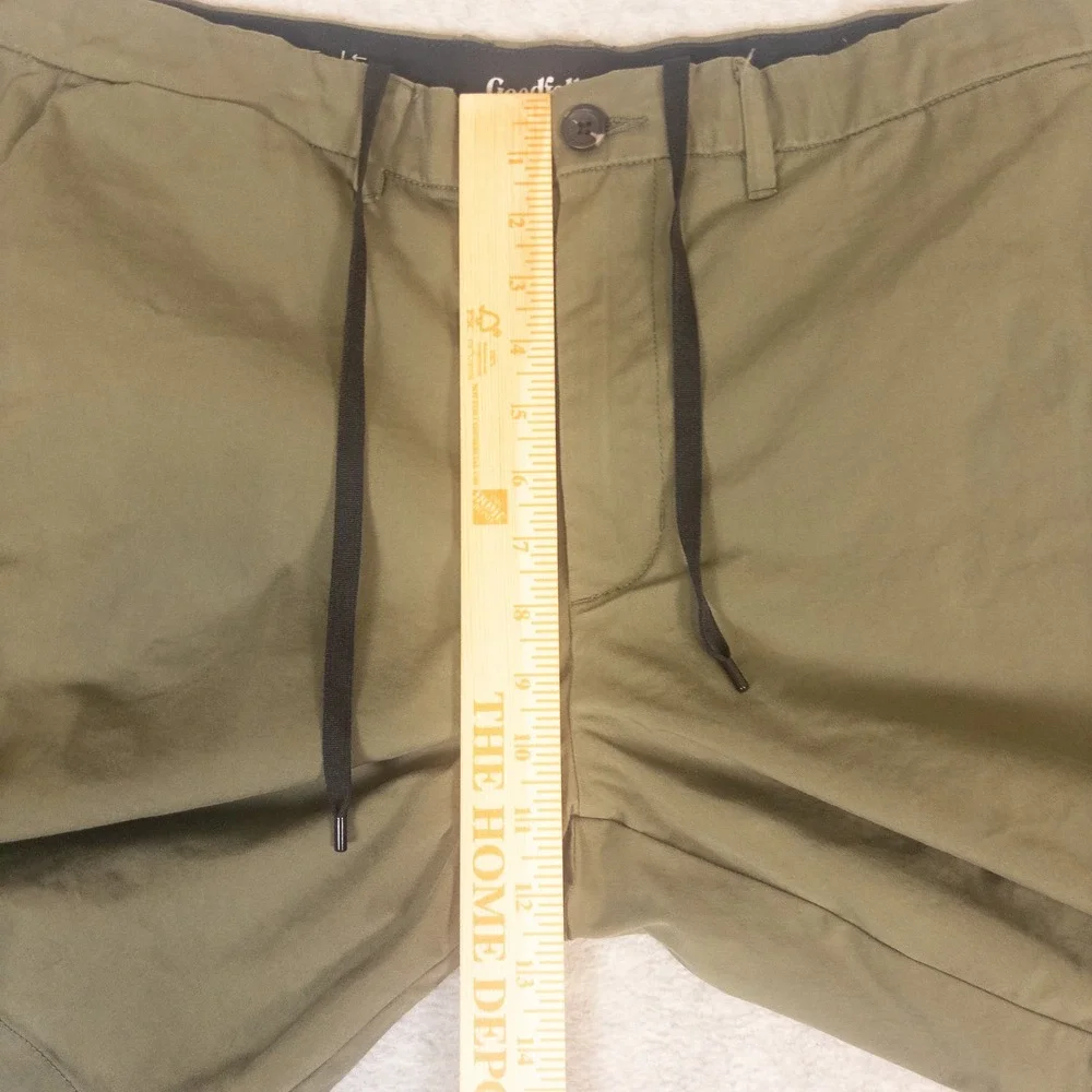 Goodfellow &‎ Co Linden Tech Shorts Mens 40 Olive Green 9 Inch Inseam Drawstring